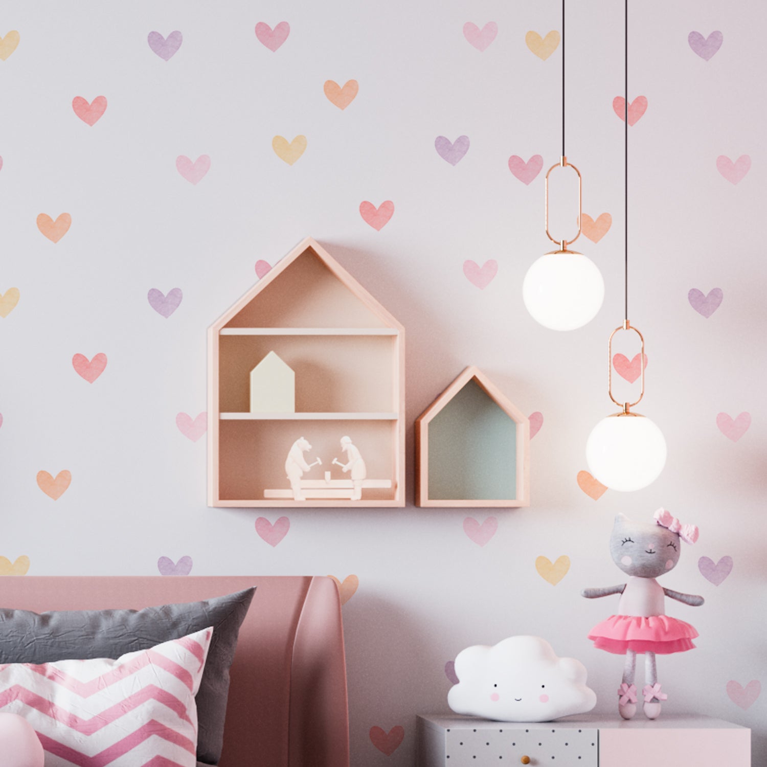 KIT CORAÇÕES AQUARELADOS ROSA