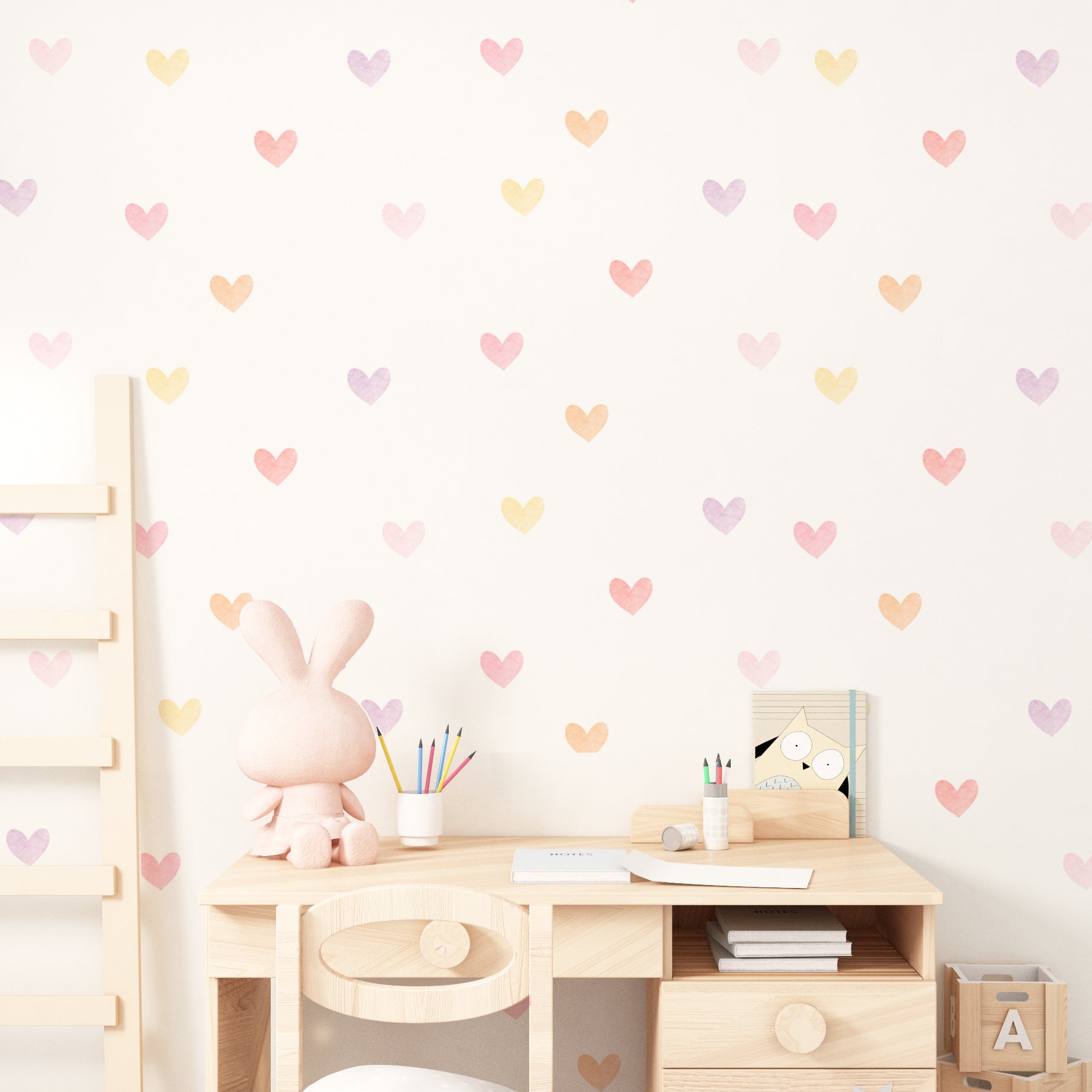 KIT CORAÇÕES AQUARELADOS ROSA