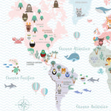 Papel de Parede  Mapa Mundi Infantil IMAGINATION Rosé