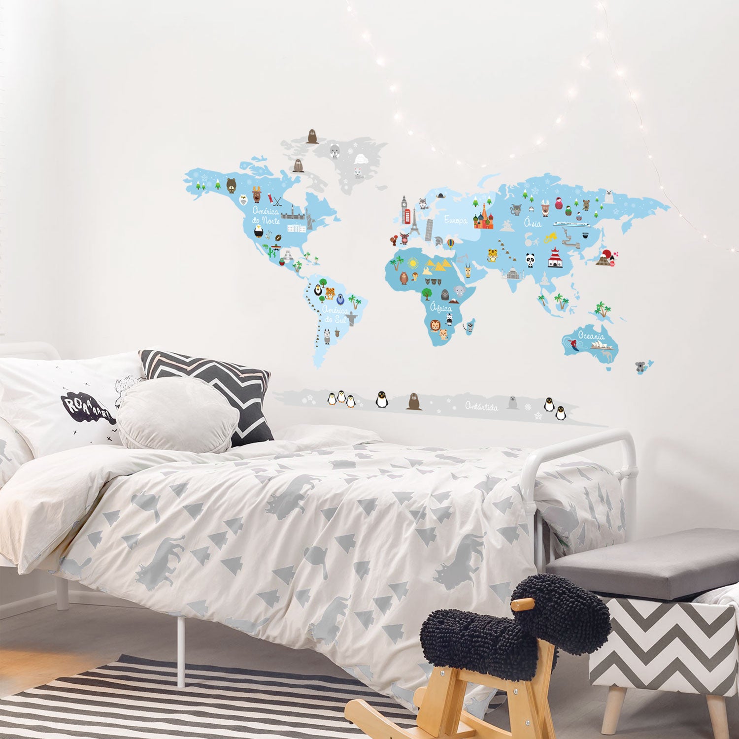 Adesivo Decorativo de Parede Infantil Mapa MUNDO DISCOVERY BOY