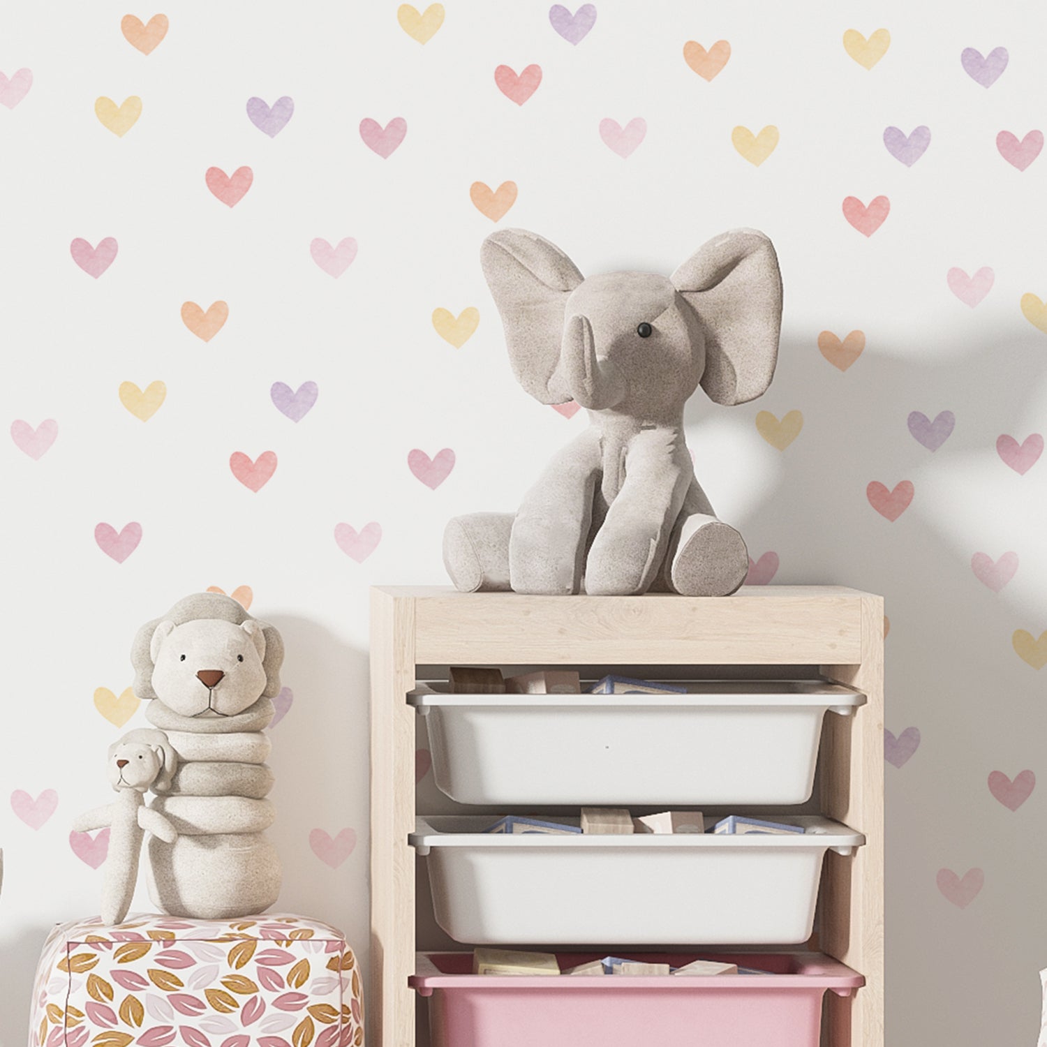 KIT CORAÇÕES AQUARELADOS ROSA