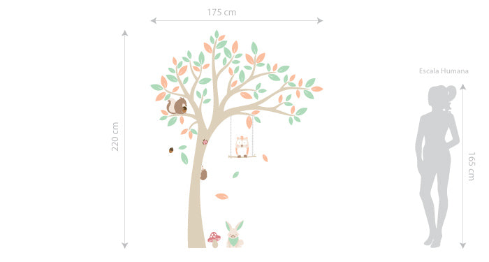 Adesivo de Parede Floral  Infantil com Árvore DOCE QUINTAL