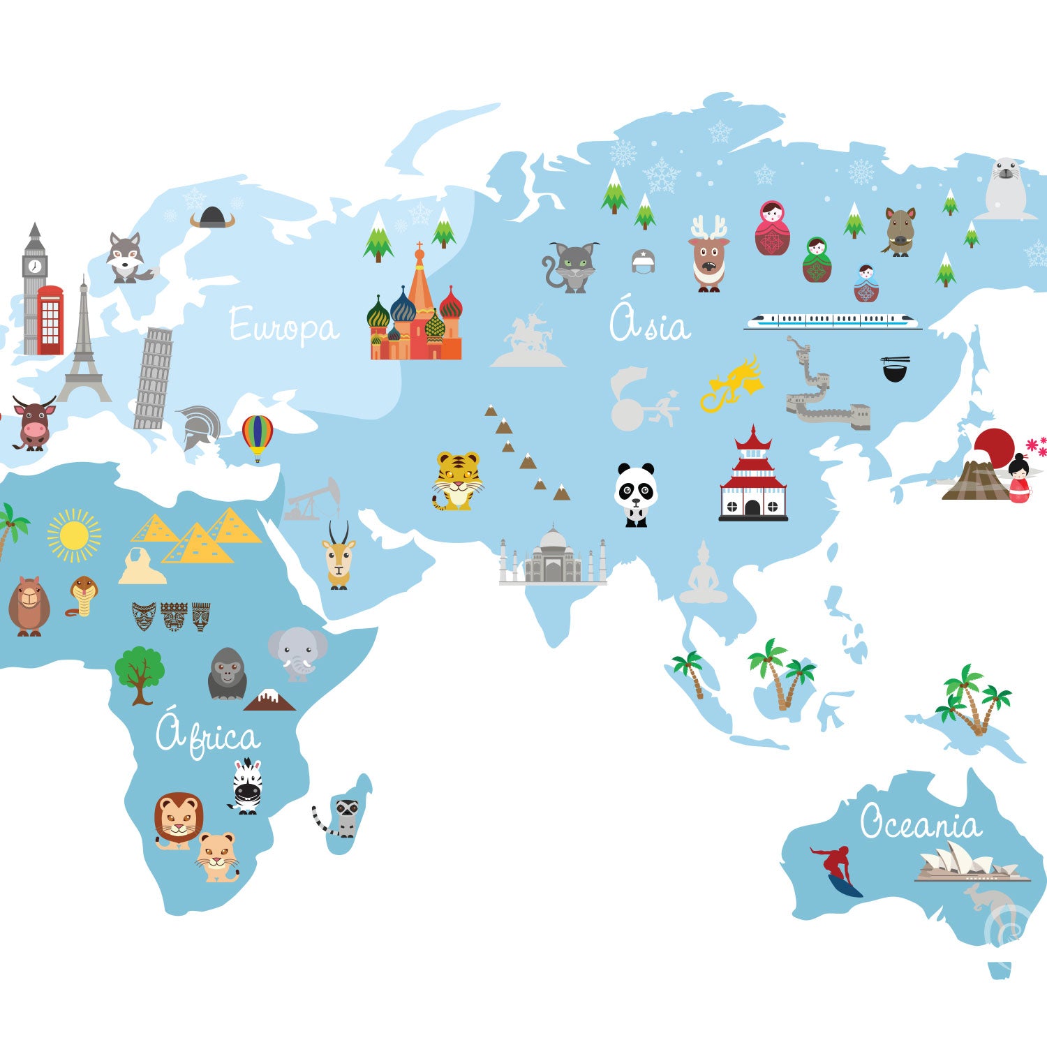 Adesivo Decorativo de Parede Infantil Mapa MUNDO DISCOVERY BOY