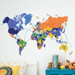 Adesivo Decorativo de Parede Infantil com Mapa MUNDI GOL