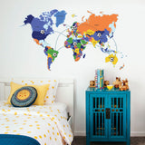 Adesivo Decorativo de Parede Infantil com Mapa MUNDI GOL