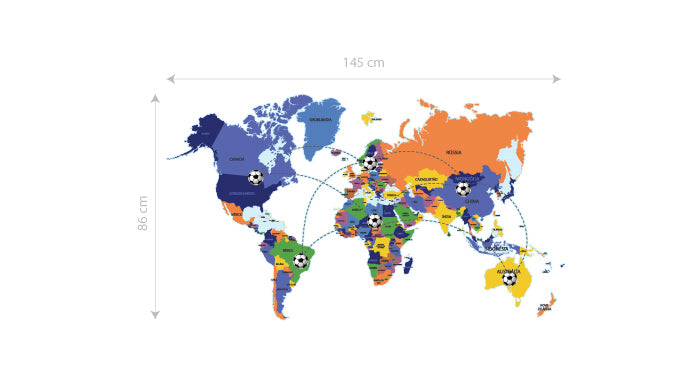 Adesivo Decorativo de Parede Infantil com Mapa MUNDI GOL