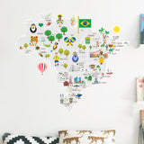 Adesivo Decorativo de Parede Infantil com Mapa BRASILEIRINHO