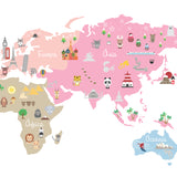Adesivo Decorativo de Parede Infantil com Mapa MUNDO DISCOVERY CANDY COLORS Cores Pastéis