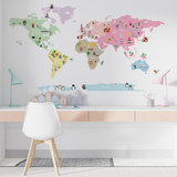 Adesivo Decorativo de Parede Infantil com Mapa MUNDO DISCOVERY CANDY COLORS