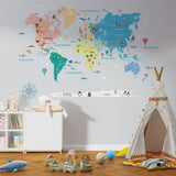 Adesivo Decorativo de Parede Infantil com Mapa MUNDI TRAVEL