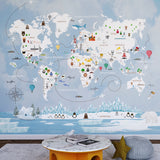 Papel de Parede com Mapa Mundi Infantil FANTÁSTICO BLUE