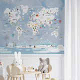 Papel de Parede com Mapa Mundi Infantil FANTÁSTICO BLUE