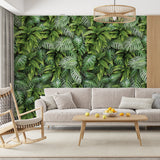 Papel de Parede TROPICAL - Folhagem Vertical, Samambaias, Costela de Adão - Decoração de Sala