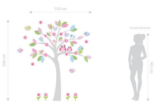 Adesivo Decorativo de Parede com Árvore Infantil CANDY TREE MENINA