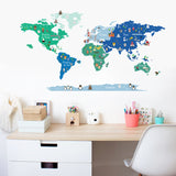 Adesivo Decorativo de Parede Infantil com Mapa MUNDO DISCOVERY AZUL E VERDE