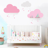 Adesivos de Parede de Nuvens e Gotas Rosa e Cinza Decoração de Bebê SONHOS DE NINAR