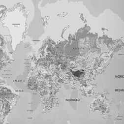 Papel de Parede com Mapa Mundi BLACK & WHITE MAP